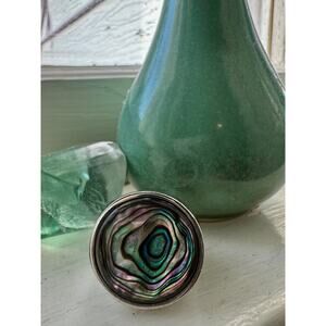 Abalone Round Sterling Silver  US Size 7 3/4 - 8